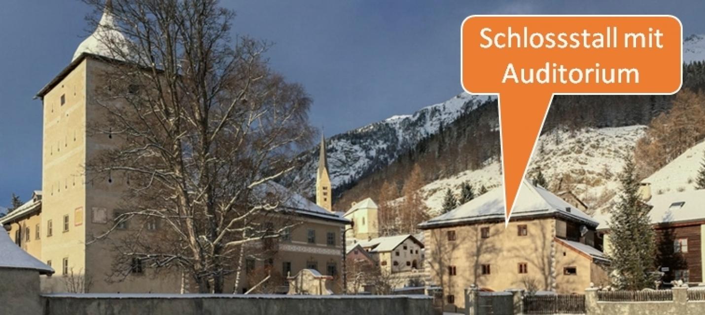 Fotografische Ansicht von Schloss und Schlossstall